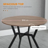 HOMCOM Dining Room Table with Black Legs Anti-slip Foot Pads for Living Room Dining Room 90 x 76 cm Brown(m-6)