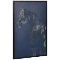 HOMCOM Canvas Wall Art Gold Textured Horse, Wall Pictures for Living Room Bedroom Decor, 93 x 63 cm(m-11)