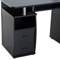 HOMCOM Wooden Office Computer PC Table Desk Desktop Home Furniture Workstation w/ Drawers Shelves Keyboard Shelf (Black)(m-9)