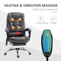 Vinsetto Heated 6 Points Vibration Massage Executive Office Chair Adjustable Swivel Ergonomic High Back Desk Chair Recliner with Footrest Dark Grey(m-5)