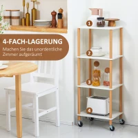 HOMCOM Allzweckwagen, Küchentrolley, 3 Regale, 4 Rollen, Weiß + Gelb(m-4)