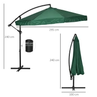 Outsunny Ombrellone 3x3 m da Giardino a 8 Stecche Girevole con Tettuccio e Rete Protettiva, Verde e Nero(m-3)