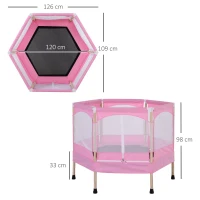 HOMCOM 4FT / 50 Inch Kids Trampoline with Enclosure Net Indoor Outdoor Rebounder for Child Toddler Age 3 - 12 Years Pink(m-3)