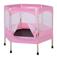 HOMCOM 4FT / 50 Inch Kids Trampoline with Enclosure Net Indoor Outdoor Rebounder for Child Toddler Age 3 - 12 Years Pink(m-11)
