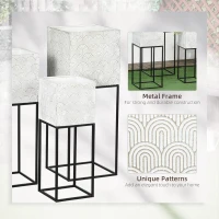 Outsunny Metal Plant Stands Set of 3 with Legs, Decorative Square Planters with Stands, Flower Pot Holders for Living Room, Bedroom(m-5)