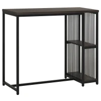 HOMCOM Industrial Bar Table with 2-Tier Storage Shelf, Pub Desk with Adjustable Foot Pad for Living Room, Kitchen, Bedroom, Cafe, Restaurant(m-1)