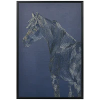 HOMCOM Canvas Wall Art Gold Textured Horse, Wall Pictures for Living Room Bedroom Decor, 93 x 63 cm(m-1)