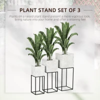 Outsunny Metal Plant Stands Set of 3 with Legs, Decorative Square Planters with Stands, Flower Pot Holders for Living Room, Bedroom(m-4)