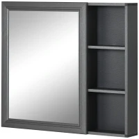 kleankin Bathroom Mirror Cabinet with Shelves, Wall Mounted Bathroom Cabinet with Aluminium Frame and Single Mirrored Door, 80cm x 12.5cm x 70cm, Grey(m-11)