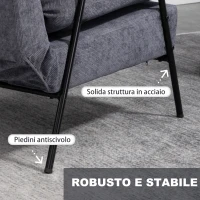 HOMCOM Poltrona Relax Reclinabile con Pouf Poggiapiedi in Velluto a Costine, Grigio(m-7)