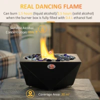 HOMCOM Portable Tabletop Fireplace, Concrete Bioethanol Fireplace with 0.4L Tank, Burns up with Liquid Alcohol and Solid Alcohol, Black(m-4)