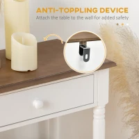 HOMCOM Console Table, Farmhouse Hallway Table with Storage Shelves and 2 Drawers, Narrow Sofa Table with Pine Wood Legs for Living Room, Entryway, White(m-6)