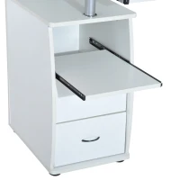 HOMCOM Wooden Office Computer PC Table Desk Desktop Home Furniture Workstation w/ Drawers Shelves Keyboard Shelf (White)(m-8)