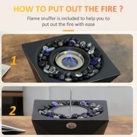 HOMCOM Portable Tabletop Fireplace, Concrete Bioethanol Fireplace with 0.4L Tank, Burns up with Liquid Alcohol and Solid Alcohol, Black(m-5)