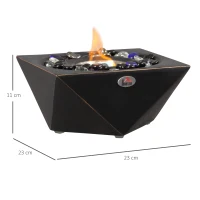 HOMCOM Portable Tabletop Fireplace, Concrete Bioethanol Fireplace with 0.4L Tank, Burns up with Liquid Alcohol and Solid Alcohol, Black(m-3)