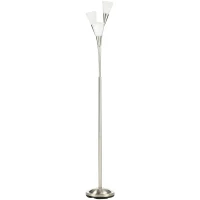 HOMCOM 3-Light Upright Floor Lamps for Living Room, Modern Standing Lamp for Bedroom with Steel Base, Bulb not Included, Silver(m-1)