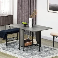 HOMCOM Six-Person Drop Leaf Dining Table - Grey/Black(m-10)