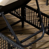 Outsunny Conjunto de 2 Espreguiçadeiras de Vime Sintético com Mesa de Centro Encosto Reclinável em 5 Posições 196x54x32cm Preto(m-8)