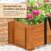 Outsunny Floreira de Madeira de Chão ou Parede com 2 Orifícios de Drenagem e 2 Ganchos para Cultivos 91x18x16,5cm Madeira(m-6)