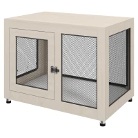 PawHut 2-in-1 Dog Cage & Side Table, with Two Doors, Cushion, for Large Dogs(m-12)