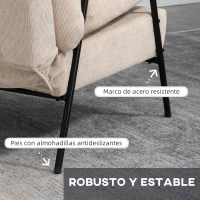 HOMCOM Sillón de Relax con Reposapiés Sillón Reclinable con Respaldo Ajustable Tapizado en Pana 68x91,5x88 cm Beige(m-7)