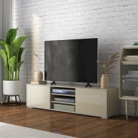 Comoda TV joasa HOMCOM pentru TV 177cm max din MDF gri cu 3 rafturi deschise si 2 dulapuri, 160x39x41,2 cm(m-2)
