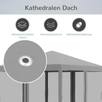 Outsunny Faltpavillon, Faltzelt mit Seitenwänden inkl. Tragetasche, Gartenpavillon, Metall, Oxfordstoff, 3 x 3 m, Hellgrau(m-7)