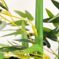 HOMCOM Planta Artificial em Vaso de Madeira de Pinho 180cm Bambu Artificial com 1640 Folhas Realistas 35x10x180 cm Verde(m-9)