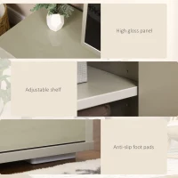 Comoda TV joasa HOMCOM pentru TV 177cm max din MDF gri cu 3 rafturi deschise si 2 dulapuri, 160x39x41,2 cm(m-6)