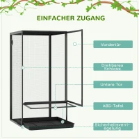 PawHut Terrarium aus Aluminium für Reptilien Amphibien Spinnentiere Reptilienzuchtbox Mesh-Terrarium Schwarz 60 x 60 x 120 cm(m-6)