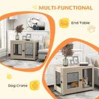PawHut 2-in-1 Dog Cage & Side Table, with Two Doors, Cushion, for Large Dogs(m-5)