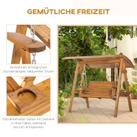 Elegancka Huśtawka Ogrodowa na 2 Osoby z Drewna Sosnowego Outsunny z Regulowanym Dachem(m-5)