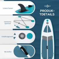 Outsunny Aufblasbares Surfbrett 320 cm Surfboard SUP Board kajak Stand Up Board aufblasbar SUP Board Set mit verstellbares Paddel Kajak Sitz faltbar EVA Rutschfest inkl. Zubehör Weiß+Blau(m-7)