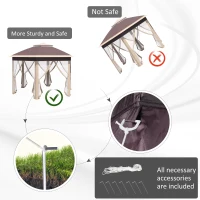 Outsunny altana ogrodowa namiot ogrodowy 4 x 4 m namiot pop-up namiot imprezowy z torbą 6 części bocznych podwójny dach sześciokątny kolor beżowy + khaki(m-6)