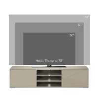 Comoda TV joasa HOMCOM pentru TV 177cm max din MDF gri cu 3 rafturi deschise si 2 dulapuri, 160x39x41,2 cm(m-7)