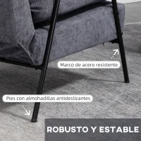 HOMCOM Sillón de Relax con Reposapiés Sillón Reclinable con Respaldo Ajustable Tapizado en Pana 68x91,5x88 cm Gris(m-7)