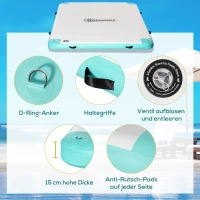 Nadmuchiwana wyspa wodna Outsunny nośność do 500 kg wyspa do pływania na jezioro basen wyspa do opalania tworzywo sztuczne 304 x 204 x 15 cm(m-4)