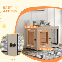 PawHut 2-in-1 Dog Cage & Side Table, with Two Doors, Cushion, for Large Dogs(m-6)