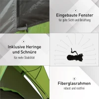 Outsunny Autozelt, Campingzelt, Reisezelt, für 4-5 Personen, Glasfaser Polyester, Grün, 300 x 300 x 230 cm(m-7)
