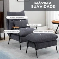 HOMCOM Poltrona Relax com Apoio para os Pés Poltrona Reclinável com Encosto Ajustável Estofada em Veludo 68x91,5x88cm Cinza(m-6)