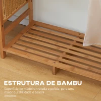 HOMCOM Suporte para Cabides de Bambu com Prateleira de Armazenamento de 6 Níveis e Vara Supensa 90x30x145 cm Madeira(m-5)