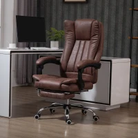 Vinsetto Home Office Chair Microfibre Desk Chair with Reclining Function Armrests Swivel Wheels Footrest Brown(m-2)