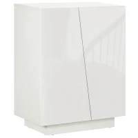 HOMCOM High Gloss Storage Cabinet, Freestanding Storage Cupboard with Adjustable Shelves for Living Room, Bedroom, Hallway, White(m-1)