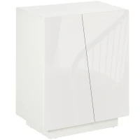 HOMCOM High Gloss Storage Cabinet, Freestanding Storage Cupboard with Adjustable Shelves for Living Room, Bedroom, Hallway, White(m-11)