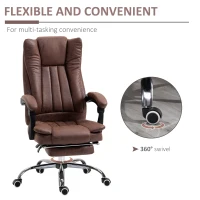 Vinsetto Home Office Chair Microfibre Desk Chair with Reclining Function Armrests Swivel Wheels Footrest Brown(m-6)