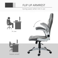 Vinsetto Computer Gaming Chair, Office Desk Swivel Chair, PU Leather Racing Chair with 90° Flip-up Armrest, Adjustable Height and Rolling Wheels, Grey(m-6)