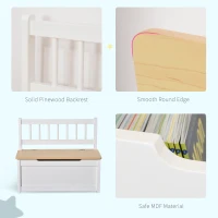 HOMCOM 2 In 1 Wooden Toy Box, Seat Storage Bench, Storage Chest Cabinet Organiser, with Safety Pneumatic Rod(m-4)