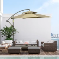 Outsunny Parasolar de gradina de 2.7m cu maner de reglare, parasolar cu nivel dublu si baza pentru exterior, umbrela de soare suspendata, Maro(m-2)