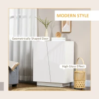 HOMCOM High Gloss Storage Cabinet, Freestanding Storage Cupboard with Adjustable Shelves for Living Room, Bedroom, Hallway, White(m-4)