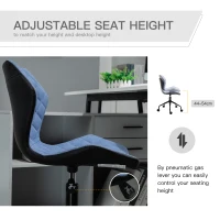 HOMCOM Office Computer Desk Chair, Swivel Task Chair no Arms, Fabric Study Chair with Adjustable Height and Rolling Wheels for Home Work, Blue(m-5)